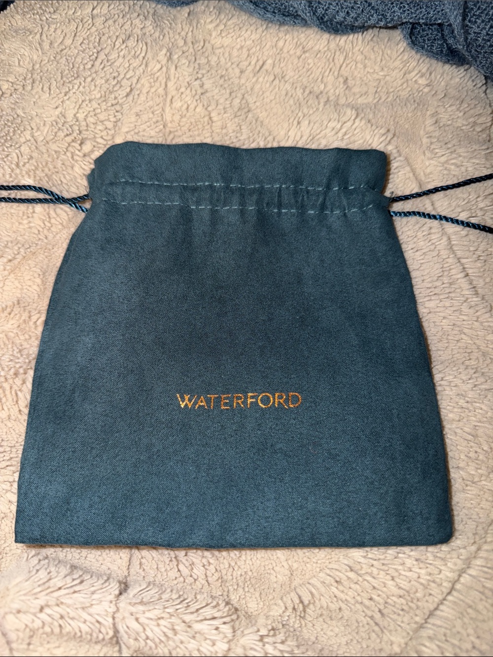 Waterford Crystal Teal Blue Velvet Drawstring Protective Replacement Pouch Bag